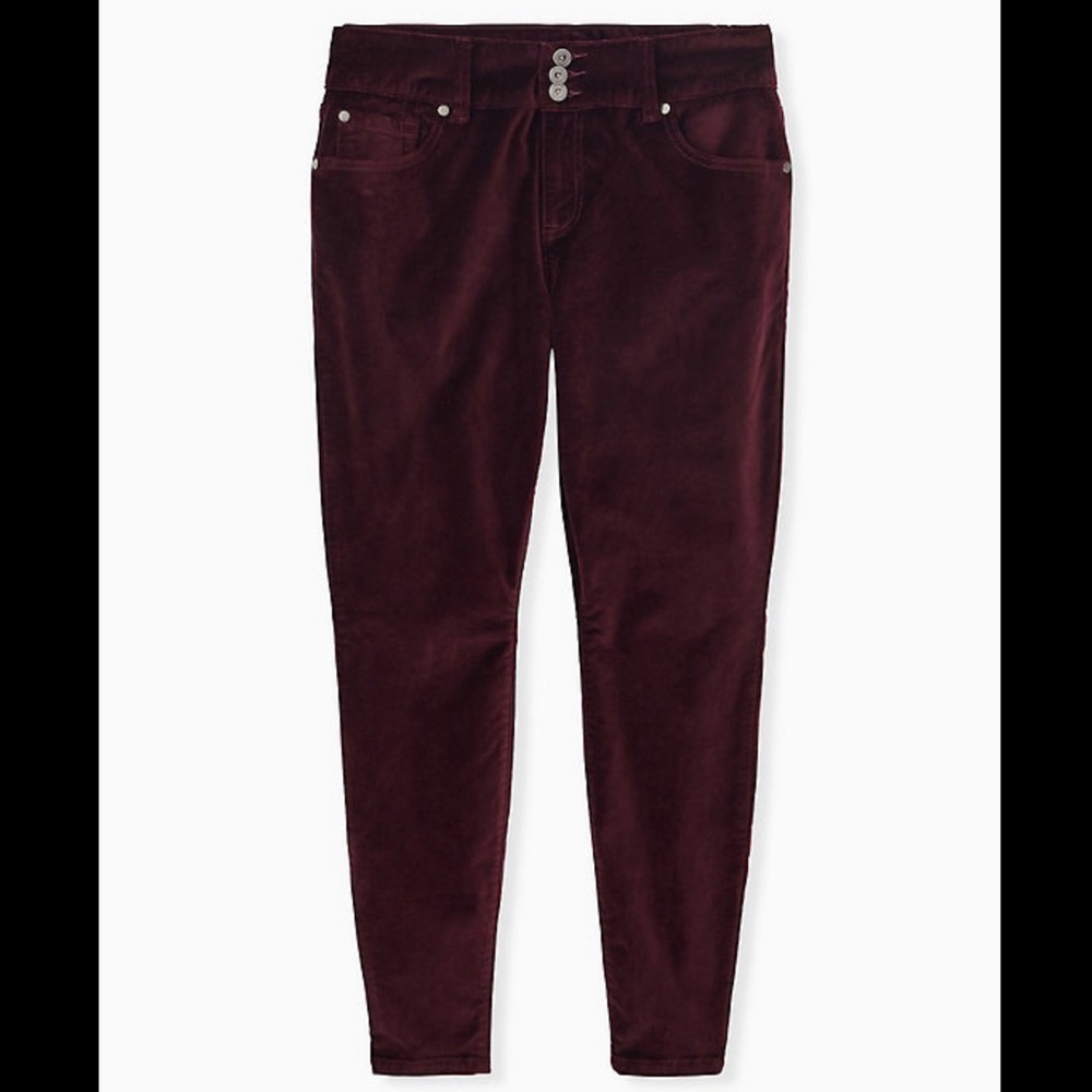 🆕TORRID‎ JEGGING - STRETCH VELVET BURGUNDY PURPLE - Picture 5 of 16